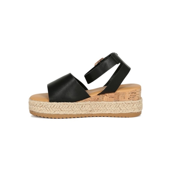 Bamboo Open Toe Cork Espadrille Flatform Sandal - Picture 4 of 13